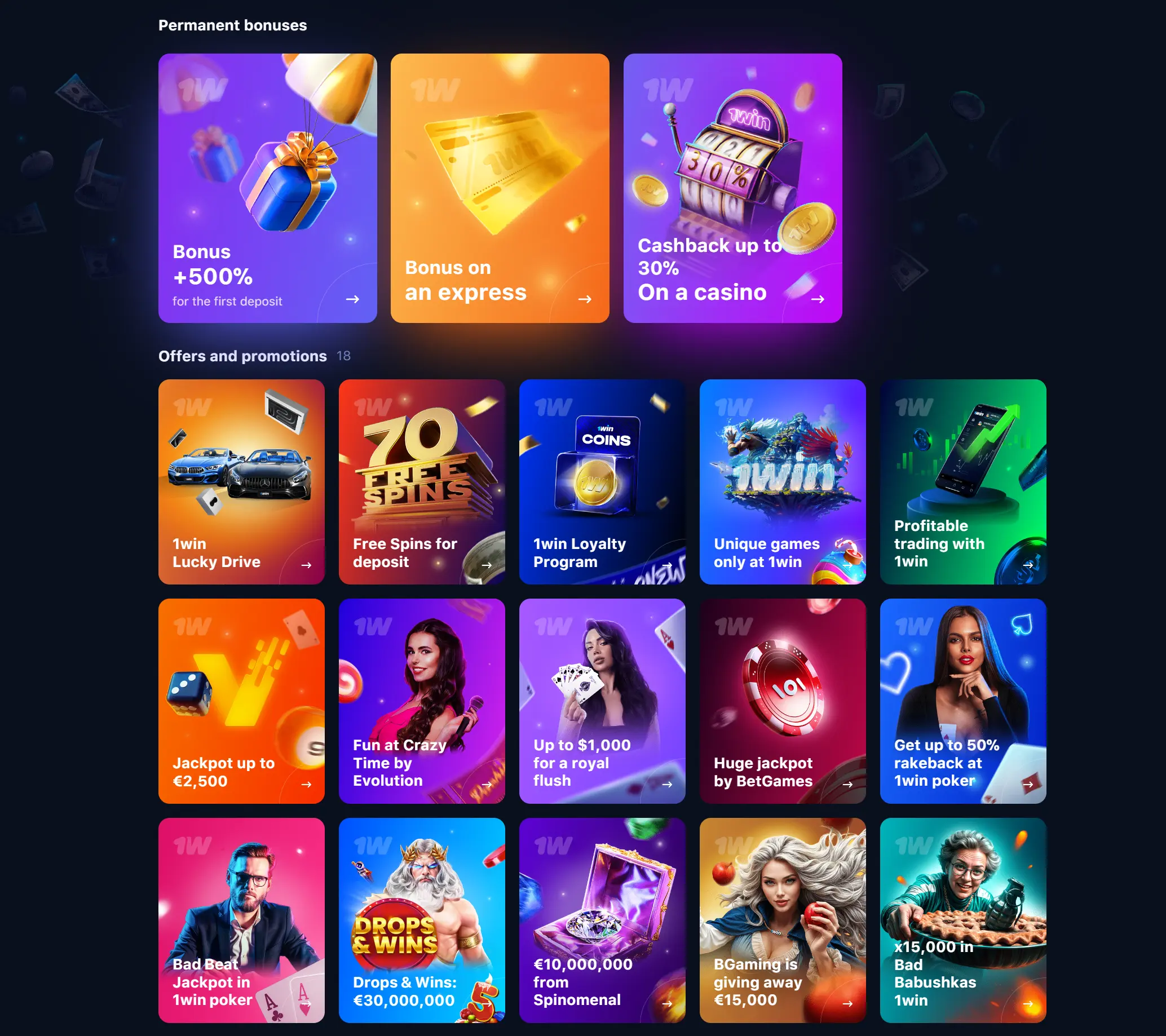 Bonuses and promotions in 1Win
